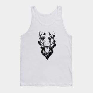 Stag Deer Wild Animal Nature Illustration Art Tattoo Tank Top